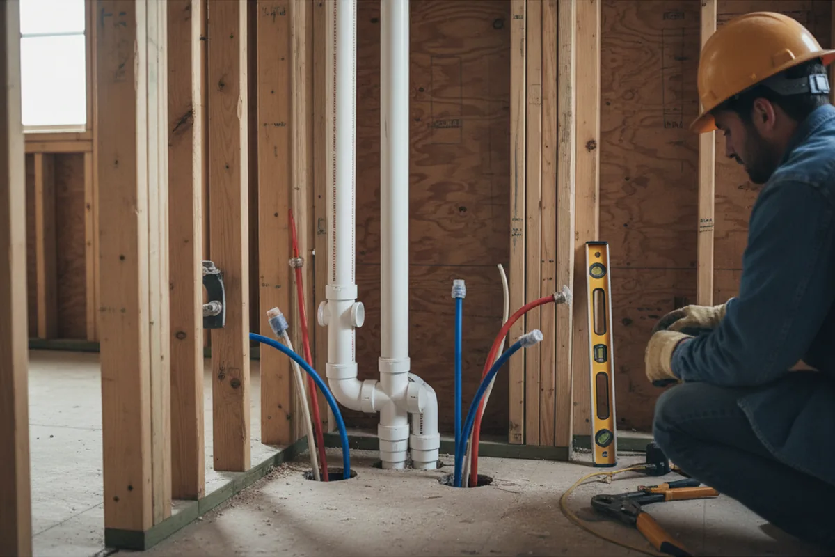 Drain and supply rough-in during Leak Detection in Welches
